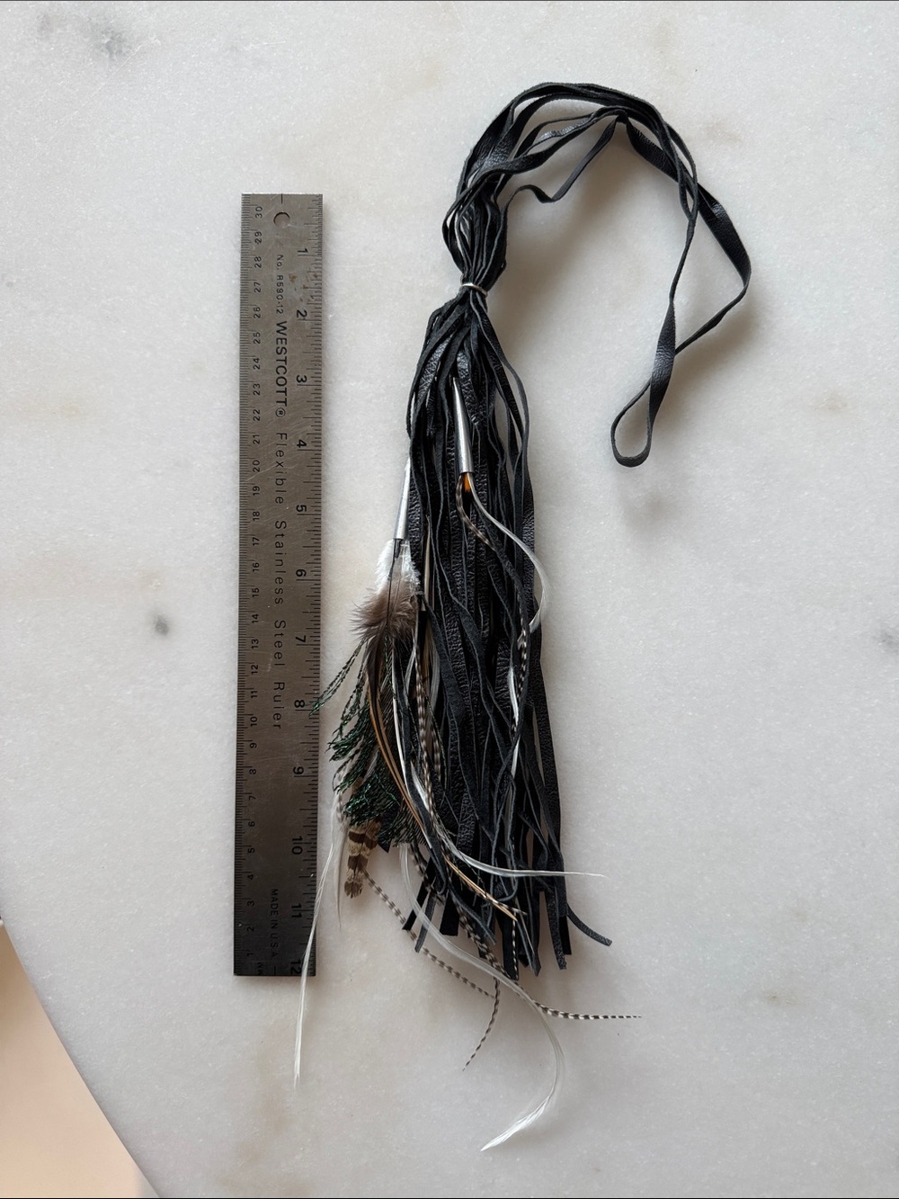 Boho Black Feather Tassel Necklace // Leather